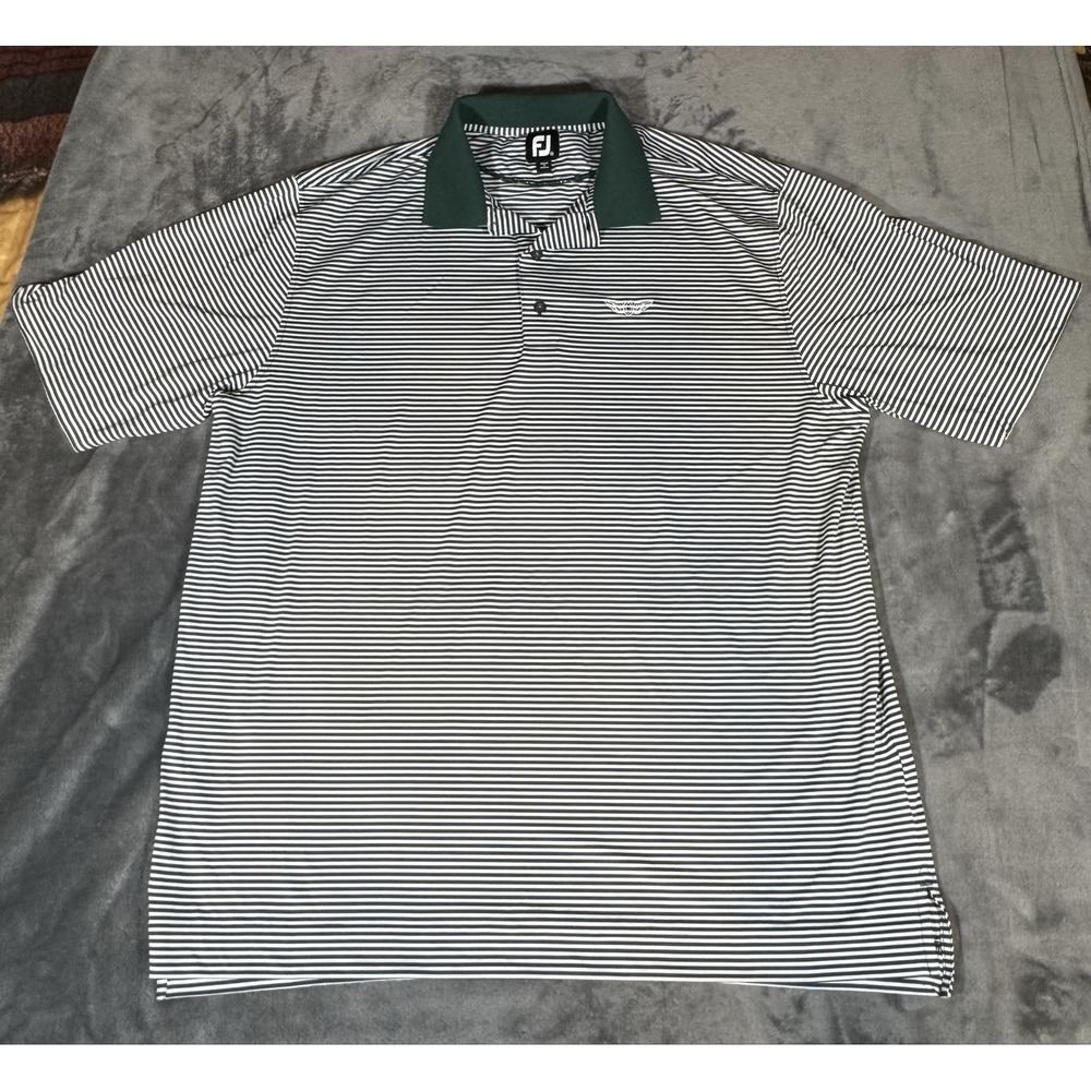 FootJoy Oregon Ducks Polo Shirt Mens 2XL Green Stripe Short Sleeve Golf